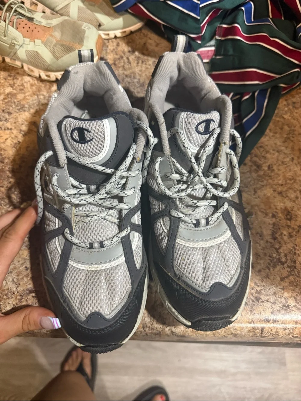 Champion Grey and White Athletic Sneakers